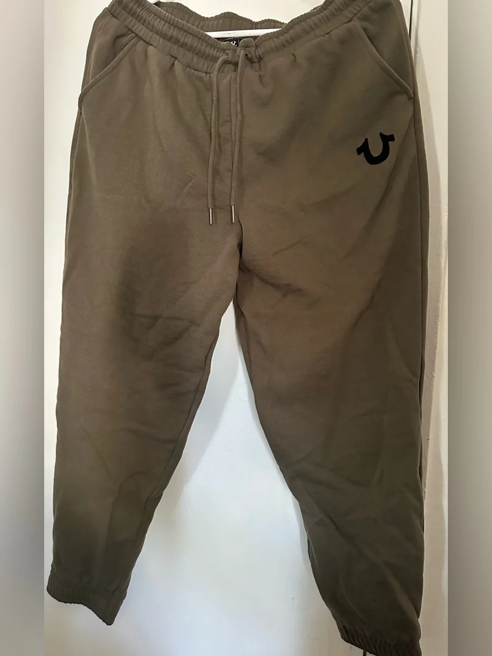 True Religion Olive Green Cropped Hoodie Matching Set